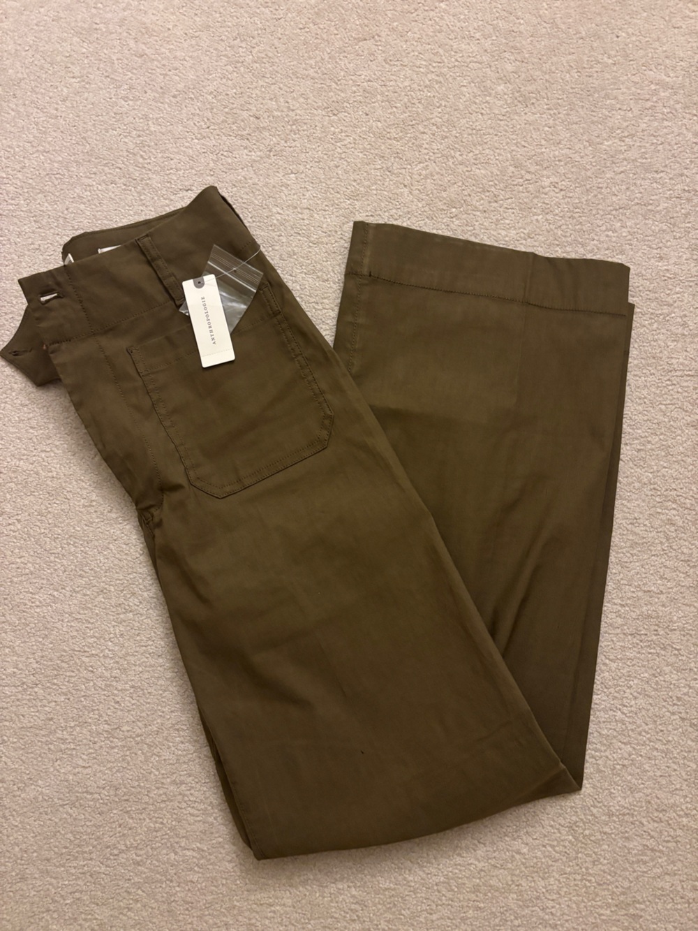 NWT Anthropologie maeve full length Colette pants in army (olive green) size 27